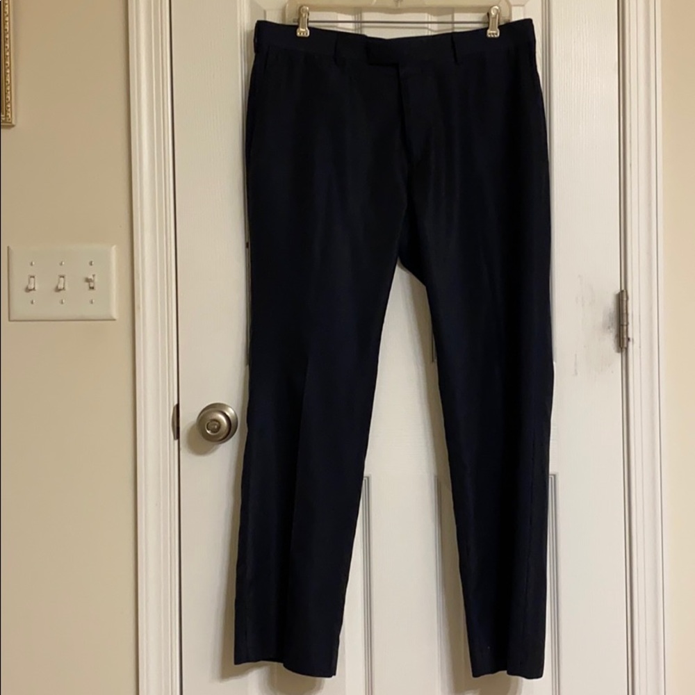 Perry Ellis Portfolio Navy Blue Polyester Dress Pants Size Waist 34 Length 30